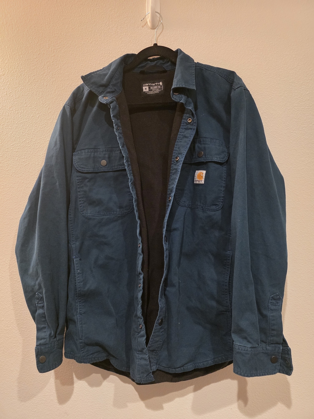 Carhartt Teal Blue Lined Work Shirt Jacket